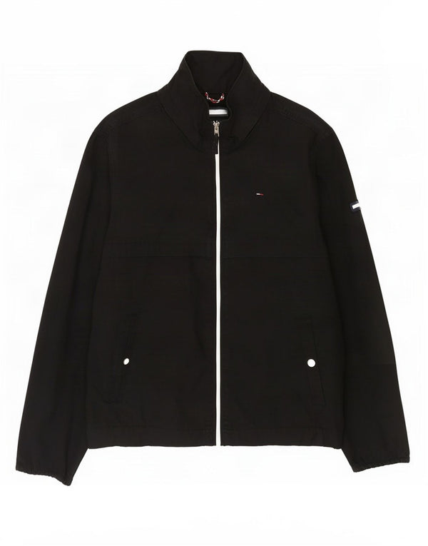 Tommy Hilfiger Herre Bomber Jacket UK 40 Stor Sort Bomuld