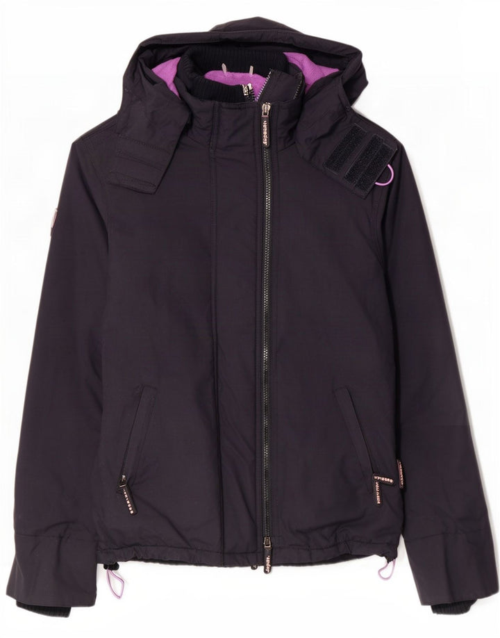 Giacca a vento con cappuccio da donna Superdry UK 14 medio blu navy