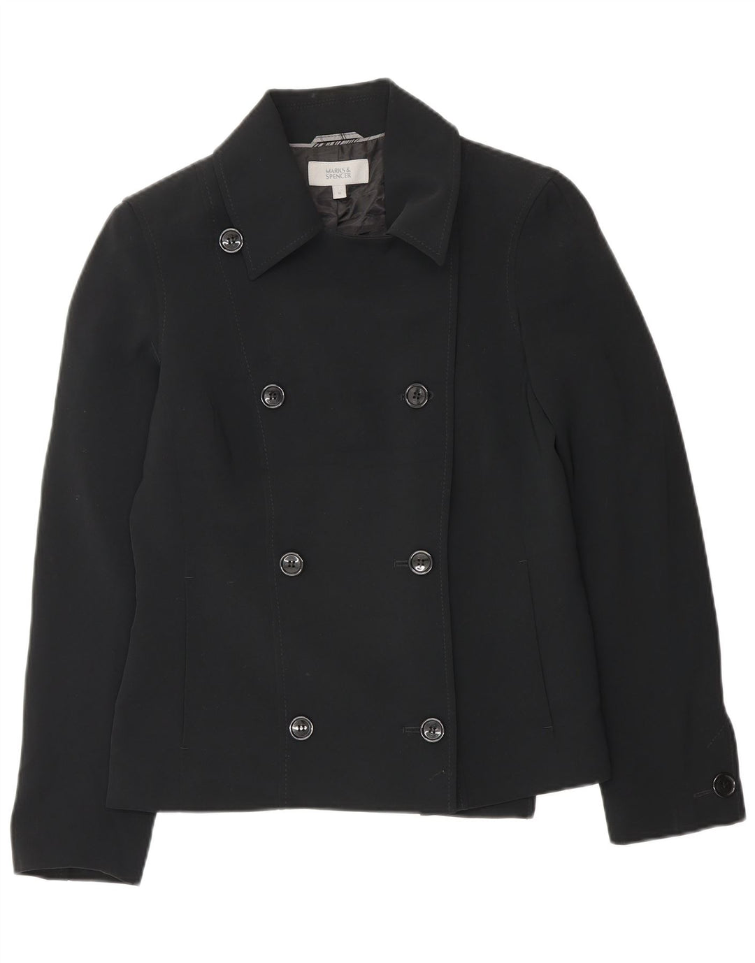 Marks & Spencer Womens Double Breasted Blazer Jacket UK 10 Small Black