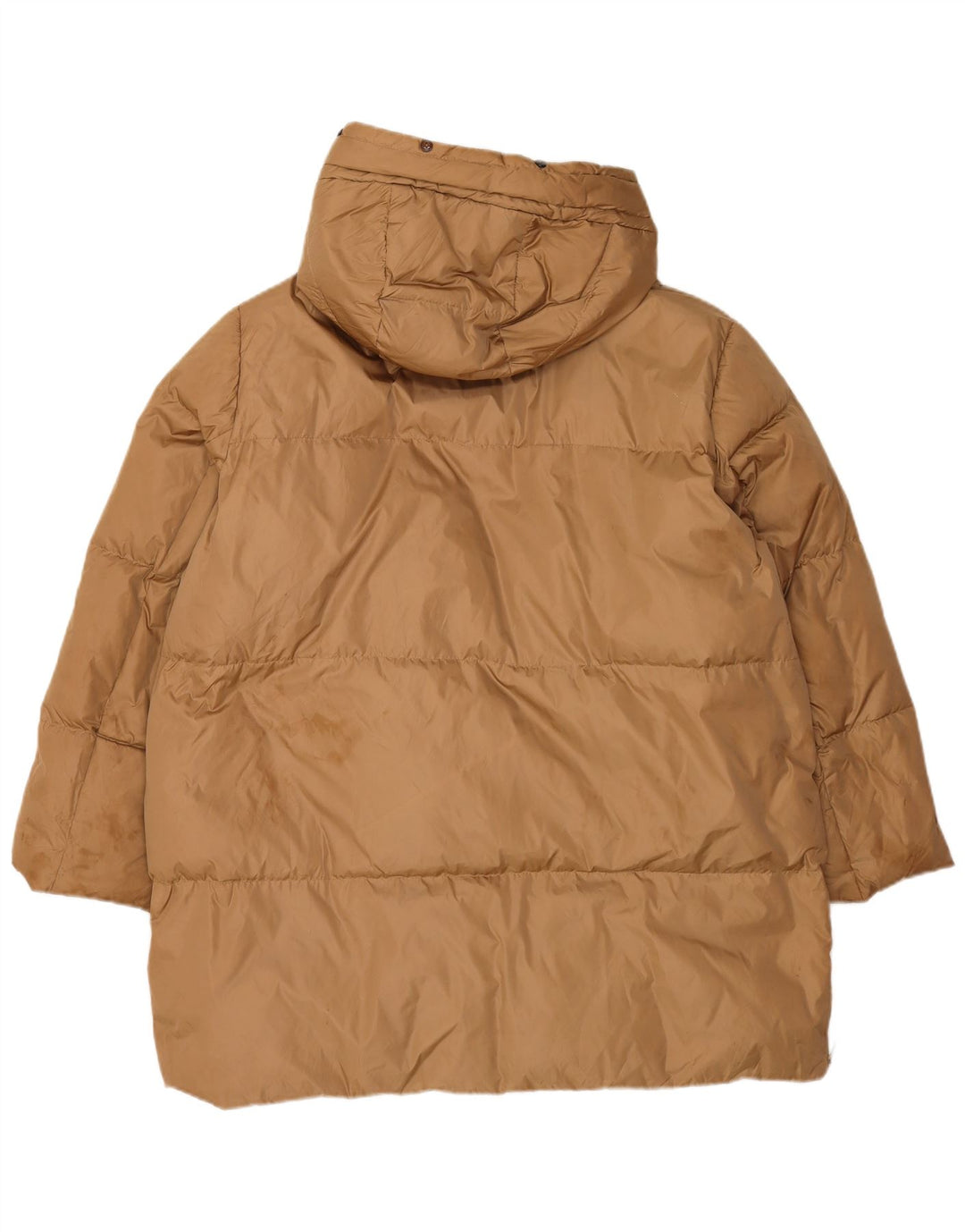 Zara Womens Hooded Padded Coat UK 16 Large Brown Polyamide