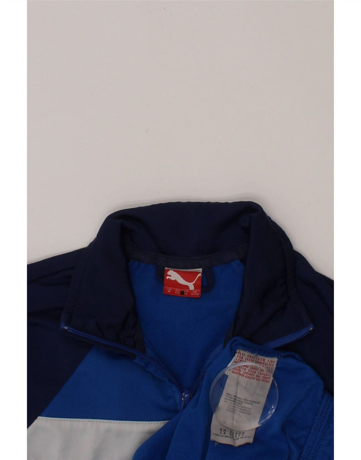 PUMA Boys Tracksuit Top Jacket 9-10 Years Blue Colourblock Polyester Vintage Puma and Second-Hand Puma from Messina Hembry 