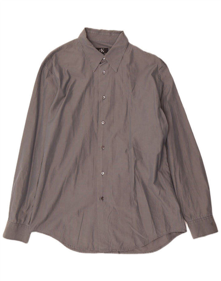 Calvin Klein Mens Shirt Size 43 Large Grey Cotton