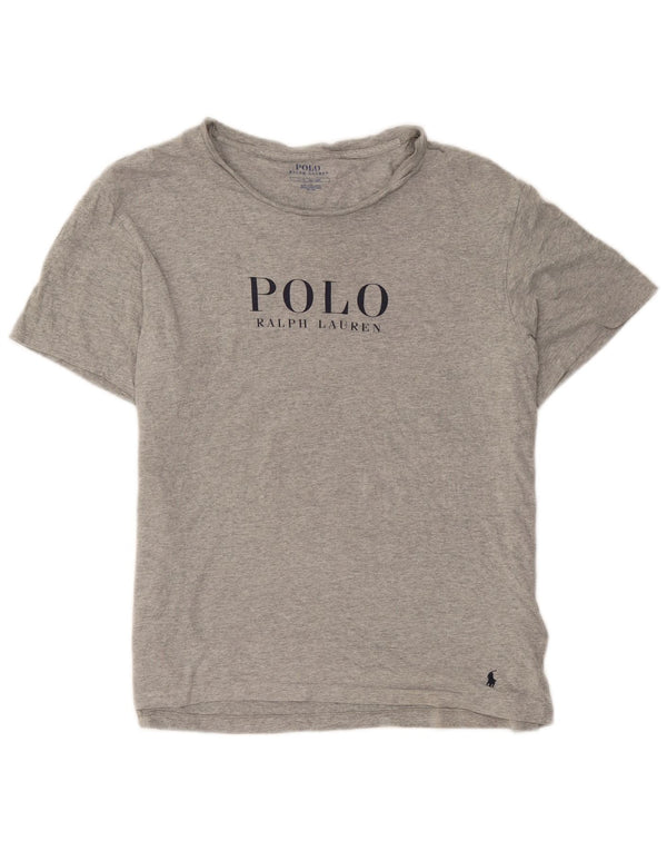 Polo Ralph Lauren T-shirt grafica da donna Top UK 16 Large Grigio Cotone