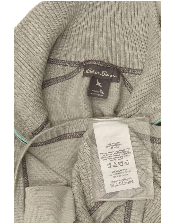 EDDIE BAUER Womens Zip Neck Jumper Sweater UK 18 XL Grey Polyester