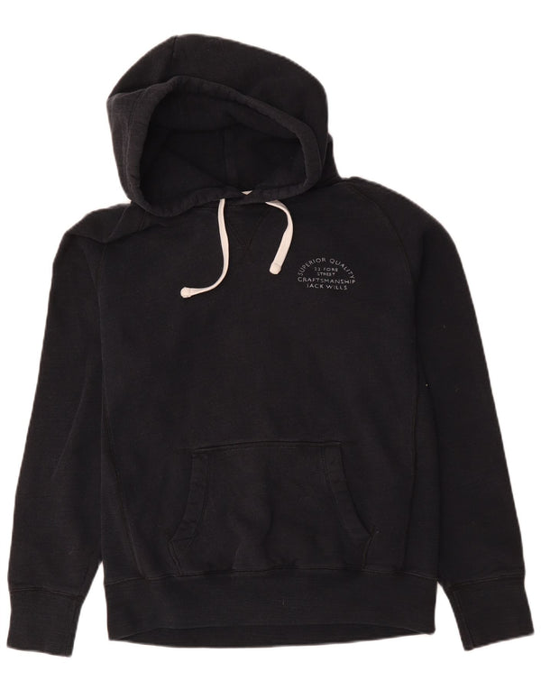 Jack Wills Mens Graphic Hoodie Jumper Small Black Cotton