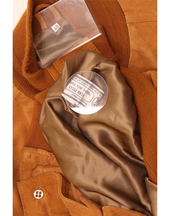 Vintage Herren Wildleder Bomberjacke IT 48 Medium Beige Leder
