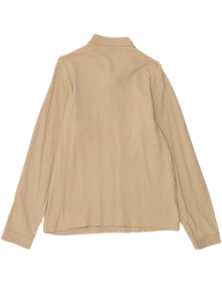 CHAMPION Mens Long Sleeve Polo Shirt Medium Beige