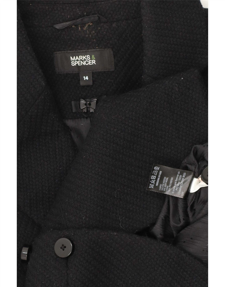Marks & Spencer Dame 5 Button Blazer Jacket UK 14 Medium Sort Polyester