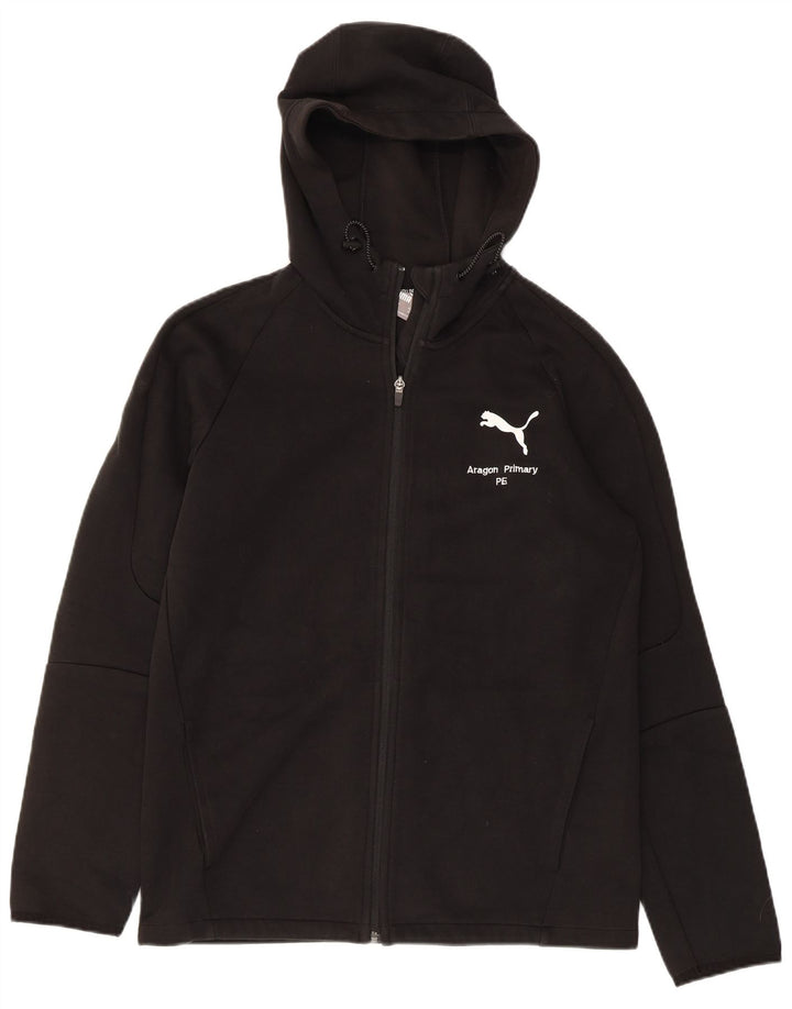 Suéter PUMA masculino com capuz e zíper médio preto algodão