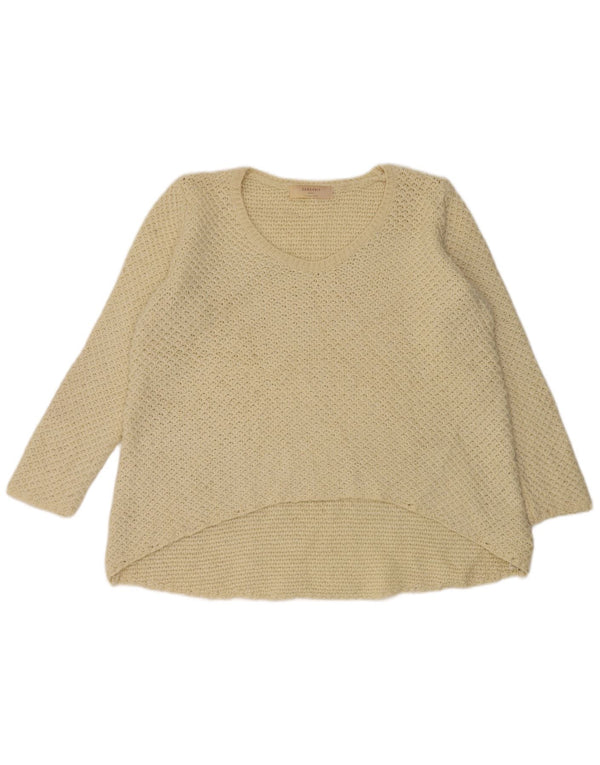 Maglione Zara da donna con scollo a barca UK 16 grande acrilico bianco sporco