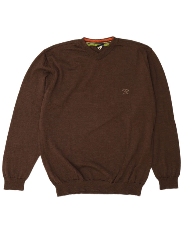 Paul & Shark Maglione da uomo con scollo a V da yachting XL in lana marrone