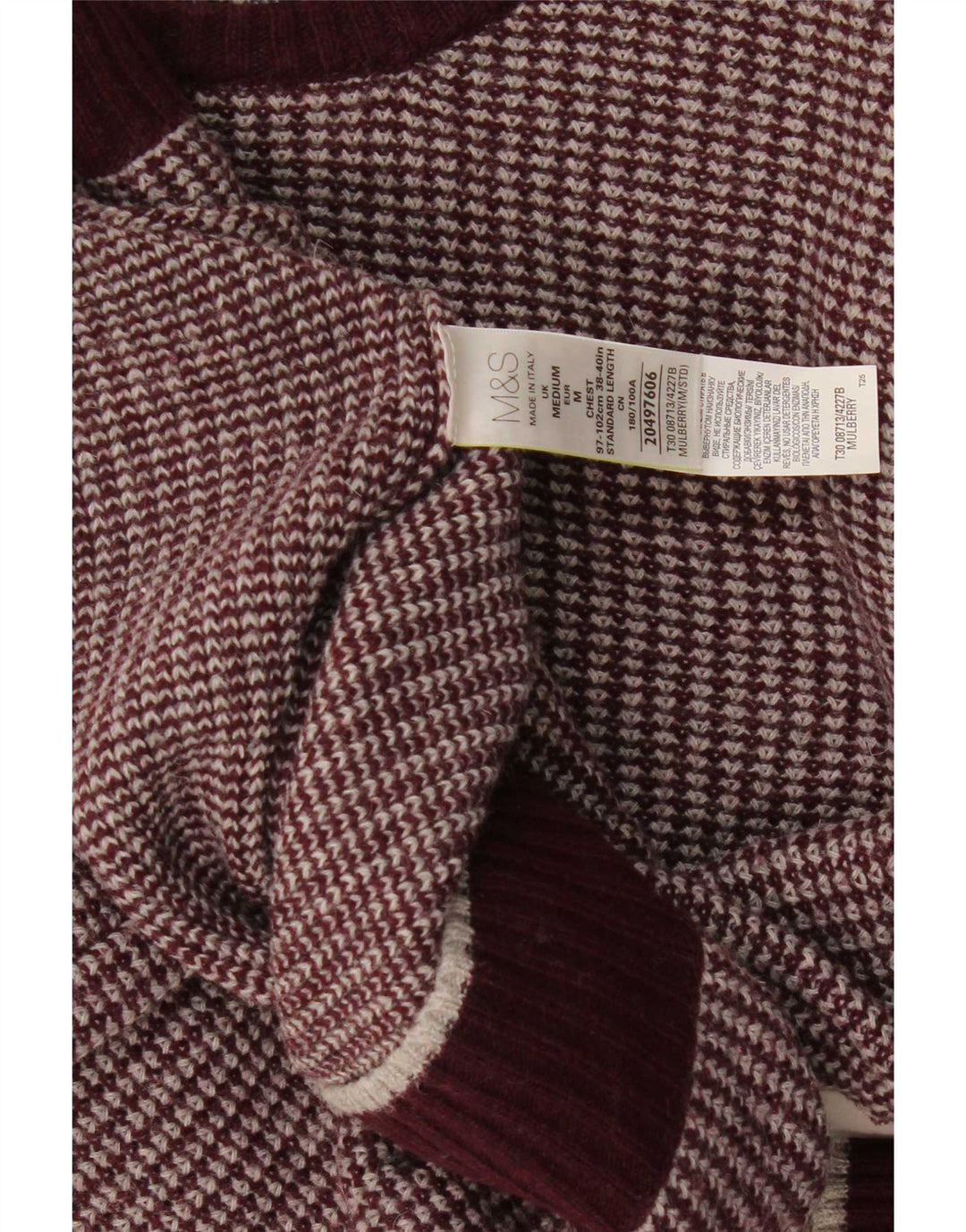 Marks & Spencer Pull à col rond pour homme en laine bordeaux moyen
