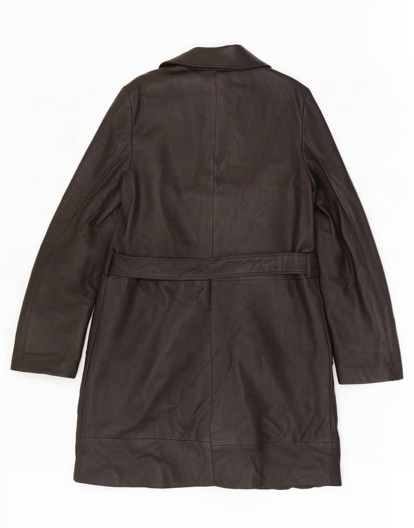 Conbipel Womens Free Heron Leather Coat IT 42 Medium Black