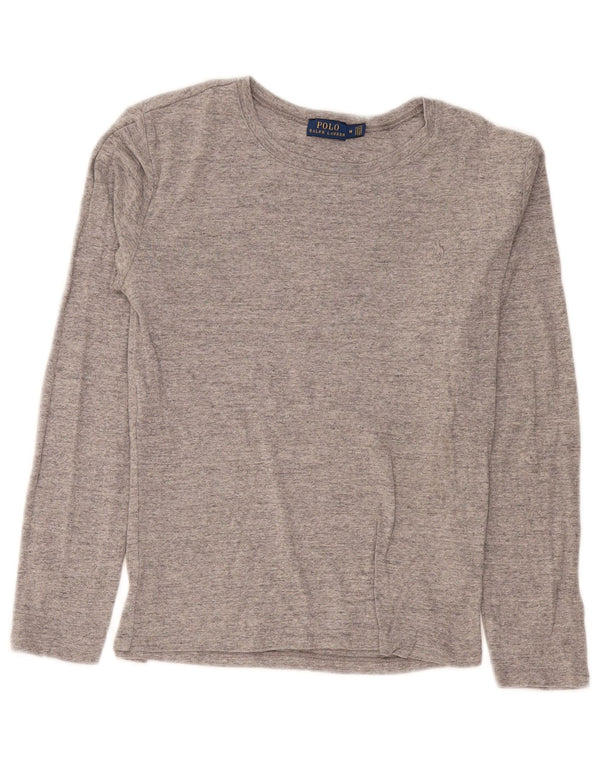 Polo Ralph Lauren Dame Top Langærmet UK 12 Medium Grey Flecked Bomuld