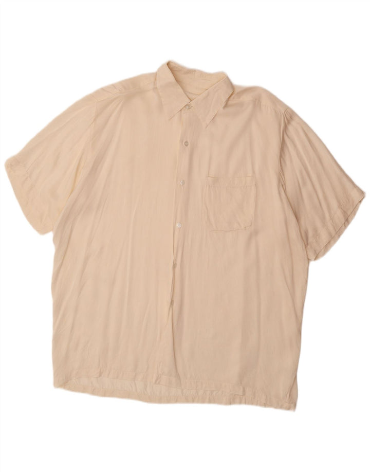 VINTAGE Mens Short Sleeve Shirt Large Off White