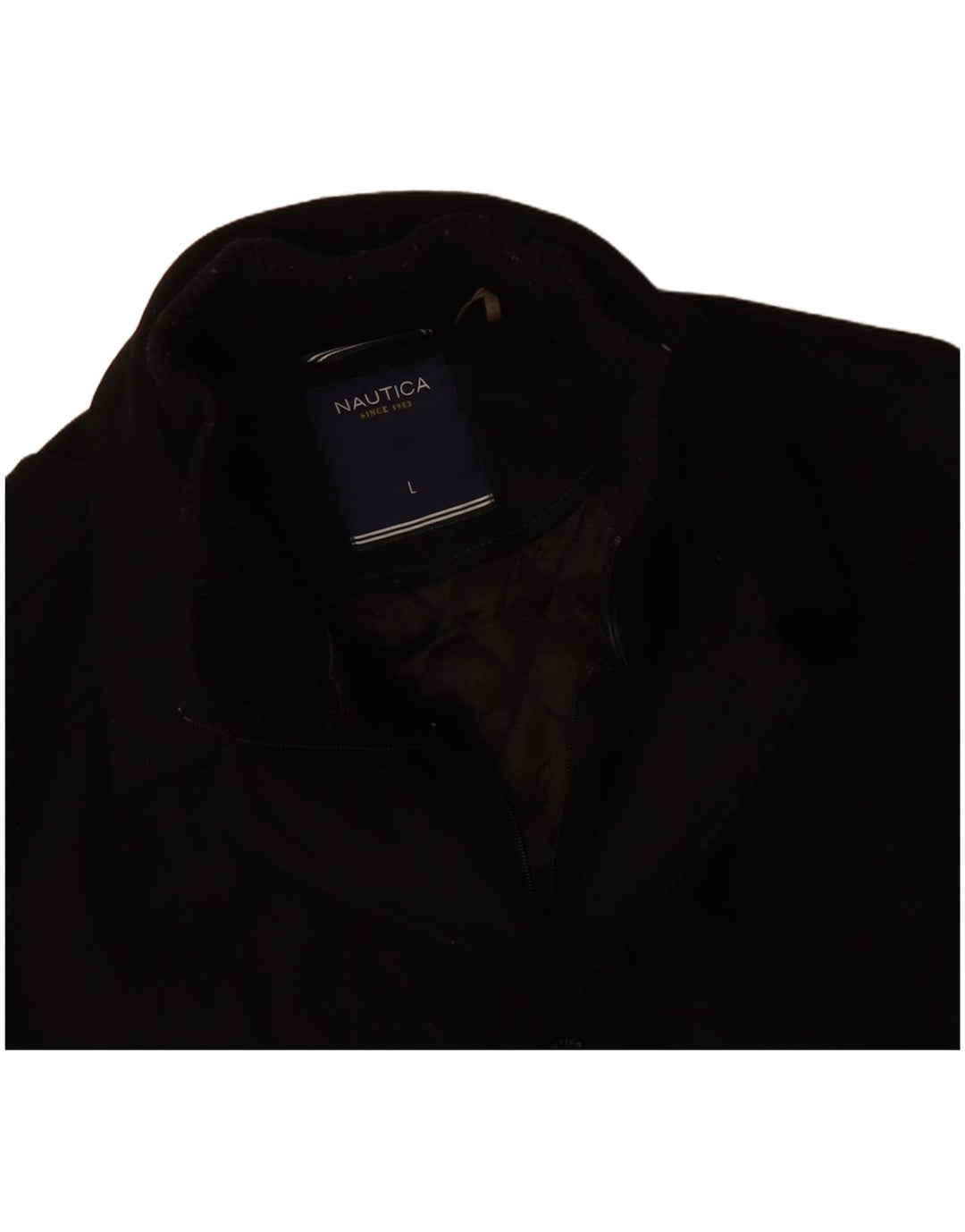 NAUTICA Mens Overcoat UK 40 Large Black Wool