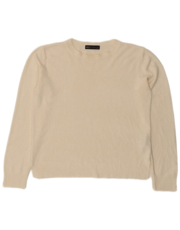 Marks & Spencer Womens Crew Neck Jumper Sweater UK 14 Medium Off White