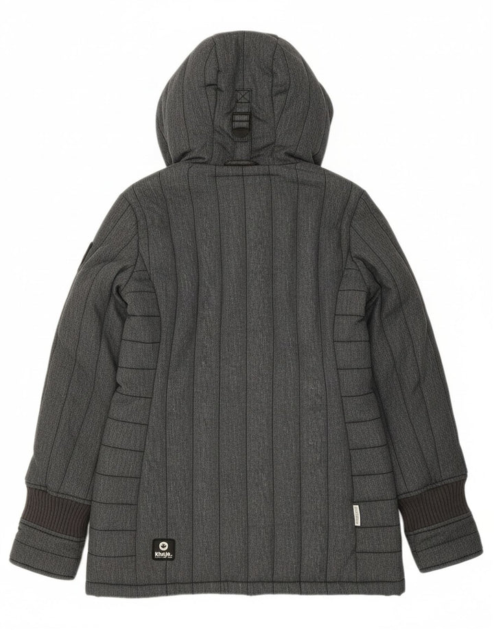 KHUJO Mens Hooded Padded Jacket UK 34 XS Grey Polyester