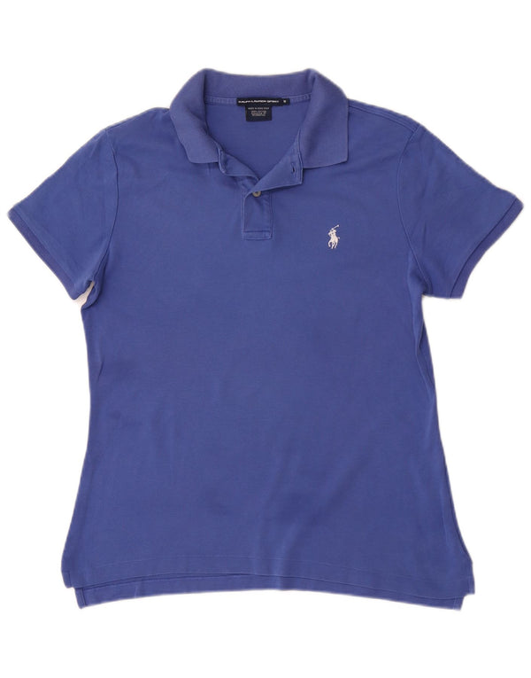Ralph Lauren Womens Polo Shirt UK 12 Medium Blue Cotton