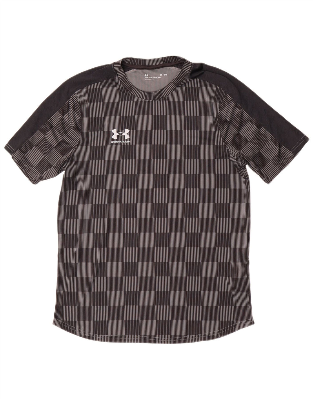 Under Armour Mens T-Shirt Top Large Grey Gingham Polyester
