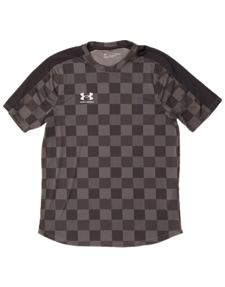 Under Armour Mens T-Shirt Top Large Grey Gingham Polyester