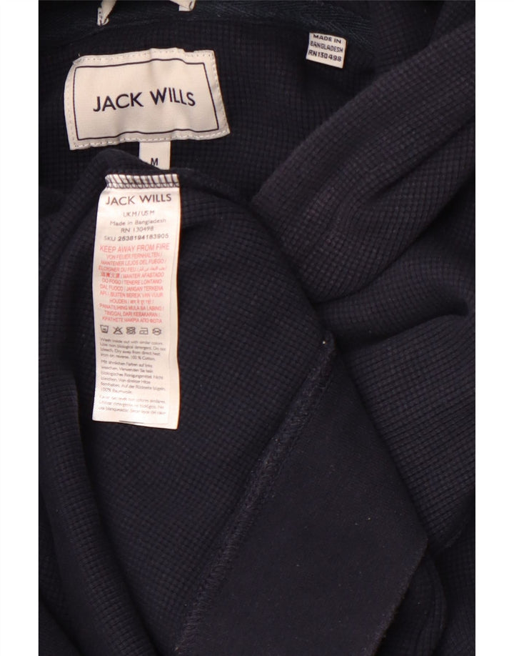 JACK WILLS Mens Hoodie Jumper Medium Navy Blue Cotton