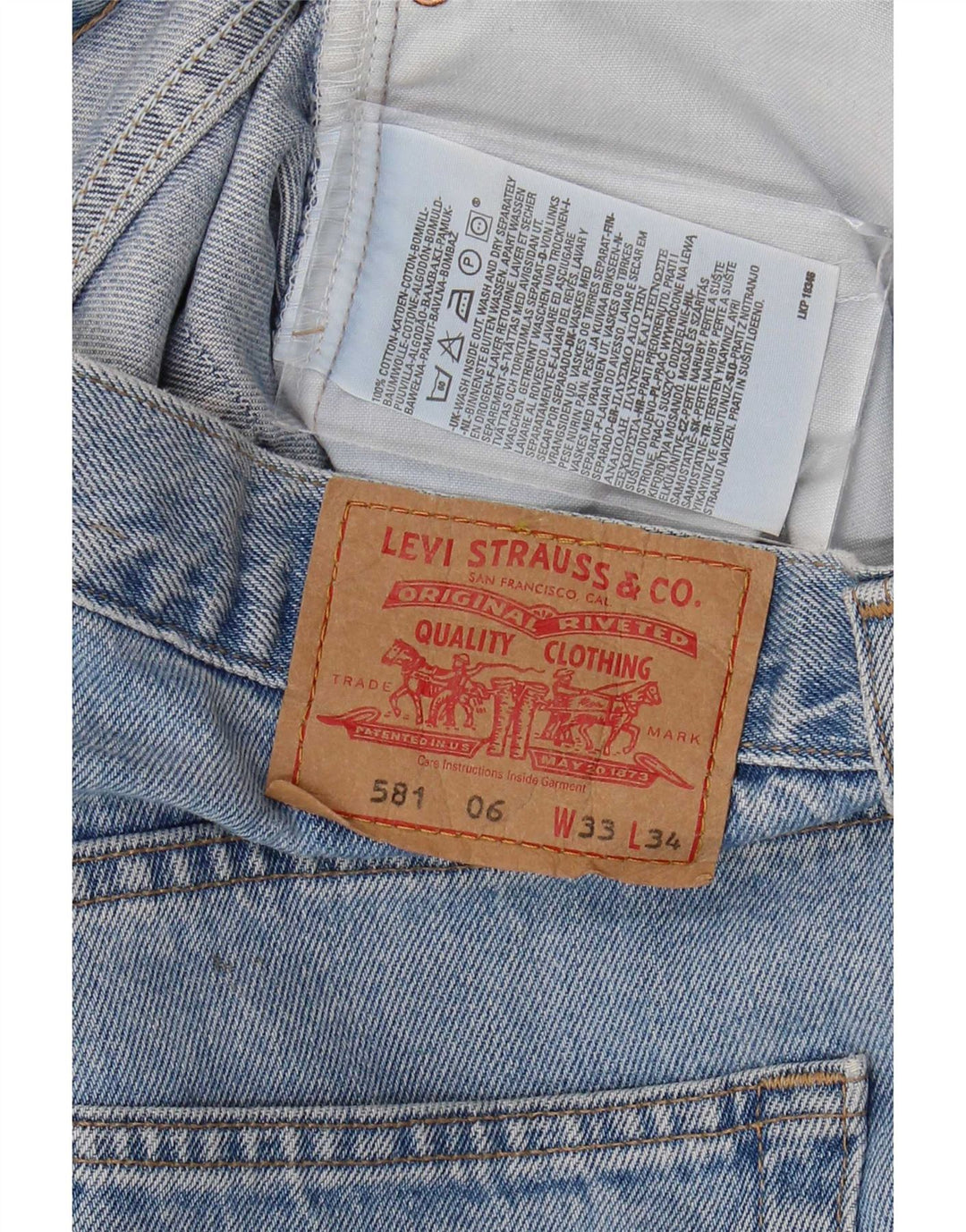 Levi's Mens 581 Straight Jeans W33 L34 Blue Cotton