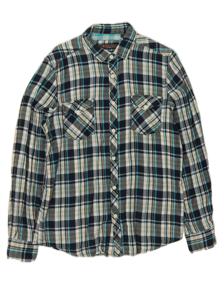 BEN SHERMAN Mens Flannel Shirt Medium Black Check Cotton Vintage Ben Sherman and Second-Hand Ben Sherman from Messina Hembry 