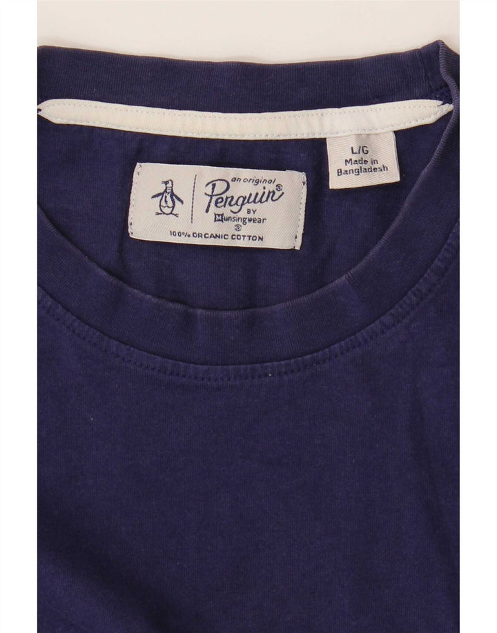Penguin Mens T-Shirt Top Large Navy Blue Cotton