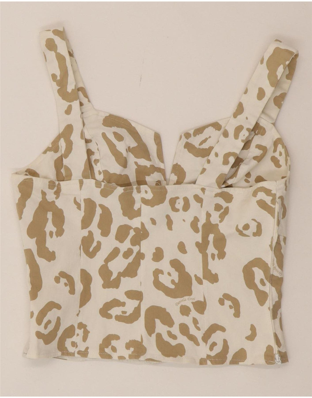 DANIELA DREI Womens Crop Corset Top IT 42 Medium Off White Animal Print Vintage Daniela Drei and Second-Hand Daniela Drei from Messina Hembry 