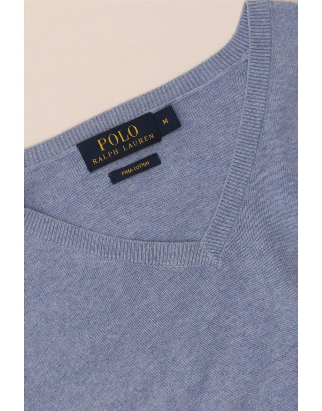 Polo Ralph Lauren Mens V-Neck Jumper Sweater Medium Blue