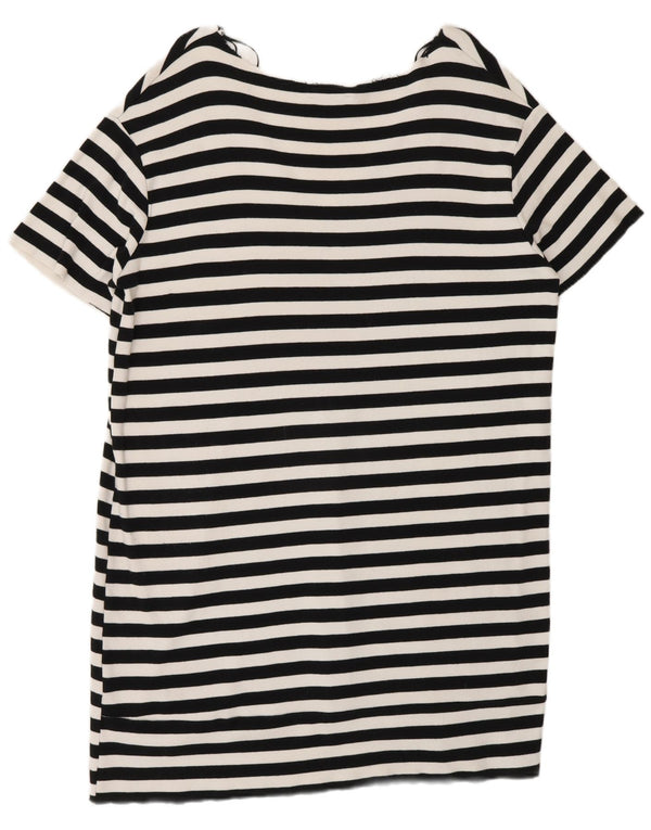 Abito T-shirt da donna Zara UK 16 Cotone a righe grandi bianche
