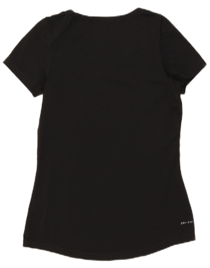 Nike Womens Dri Fit T-Shirt Top UK 12 Medium Black Polyester