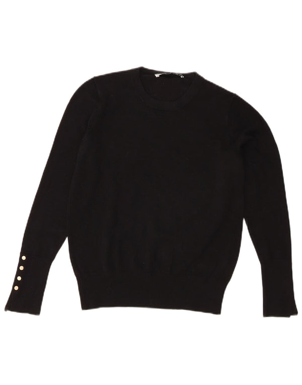 Zara Womens Crew Neck Jumper Sweater UK 12 Medium Black
