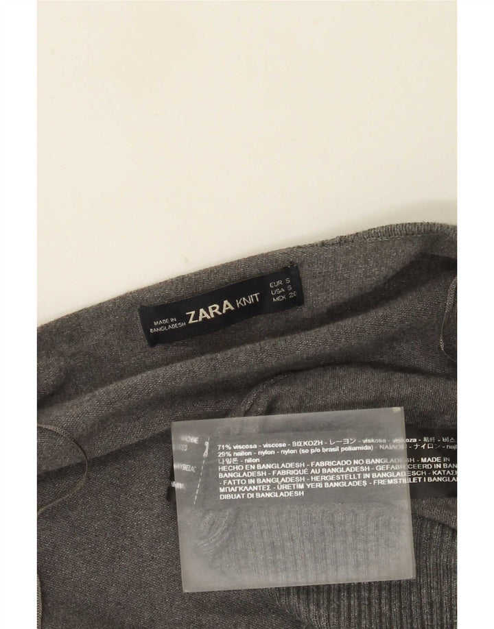 Zara Femme Cardigan Ouvert Asymétrique Surdimensionné Pull UK 10 Petit Gris