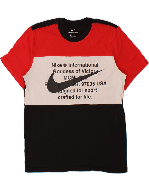 NIKE Mens Graphic T-Shirt Top Medium Black Colourblock Cotton