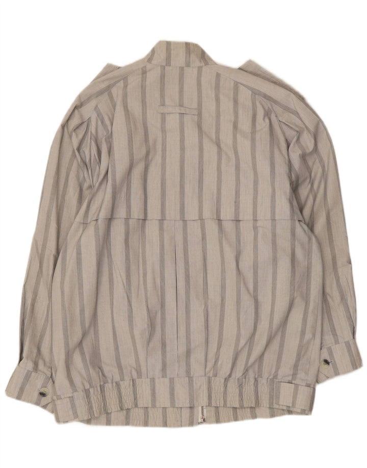 Vintage Mens Military Jacket UK 40 Large Grey Striped Polyester