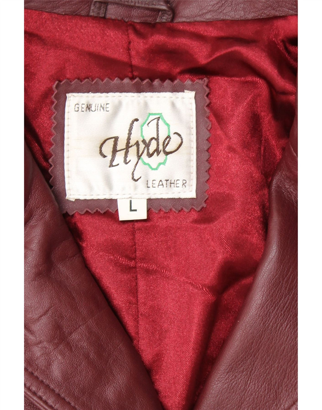 HYDE Womens Leather Coat UK 16 Large Burgundy Leather Vintage Hyde and Second-Hand Hyde from Messina Hembry 