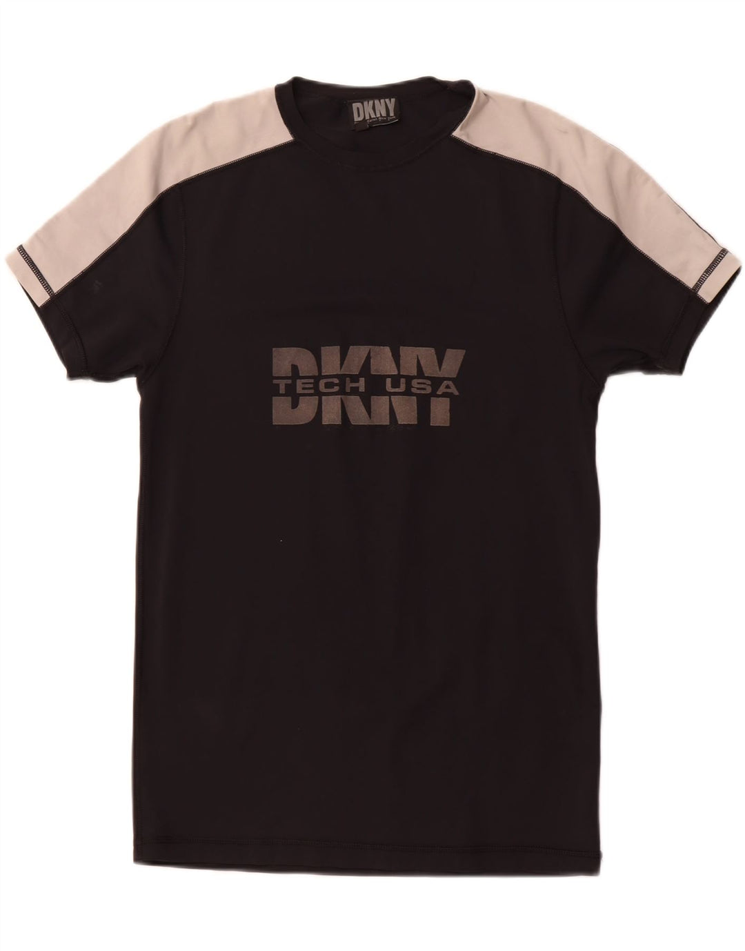 DKNY Mens Graphic T-Shirt Top Medium Black Colourblock