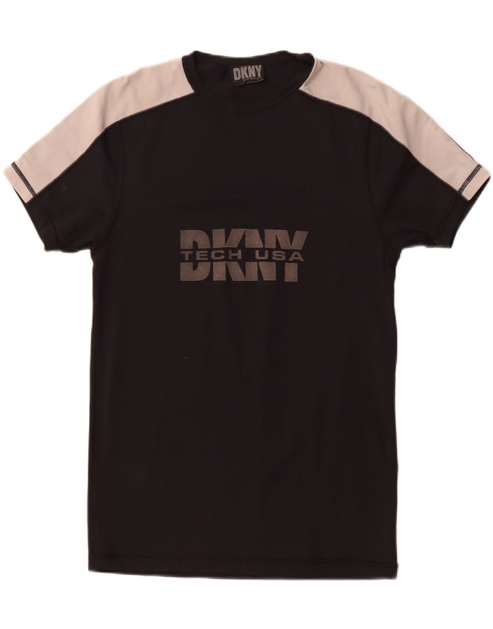 DKNY Mens Graphic T-Shirt Top Medium Black Colourblock