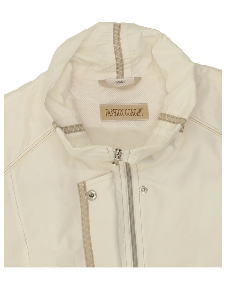 VINTAGE Womens Windbreaker Jacket IT 44 Medium White Polyester Vintage Vintage and Second-Hand Vintage from Messina Hembry 