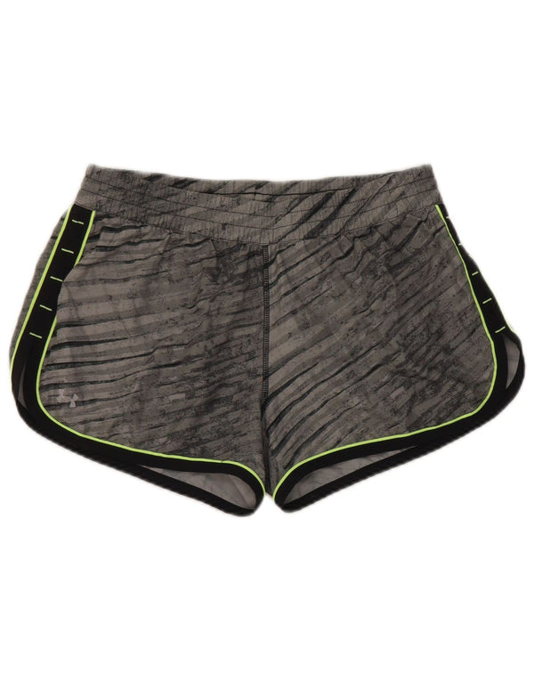 Under Armour Womens Heat Gear Sport Shorts UK 10 Small Grey Colourblock
