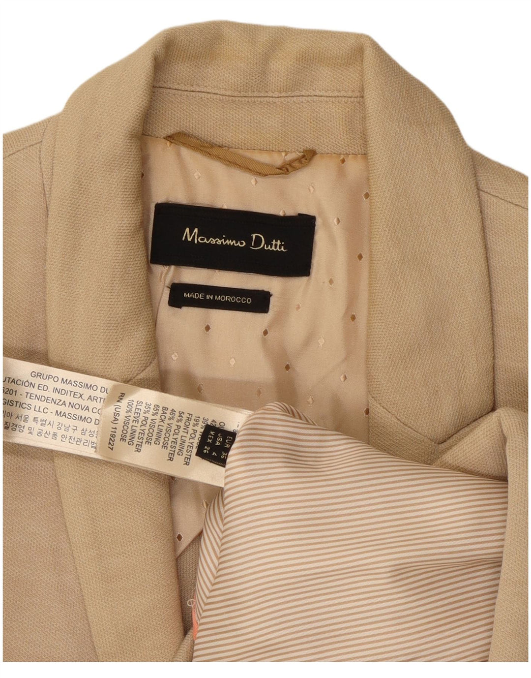 MASSIMO DUTTI Damska marynarka zapinana na 1 guzik EU 36 XS, beżowa wiskoza