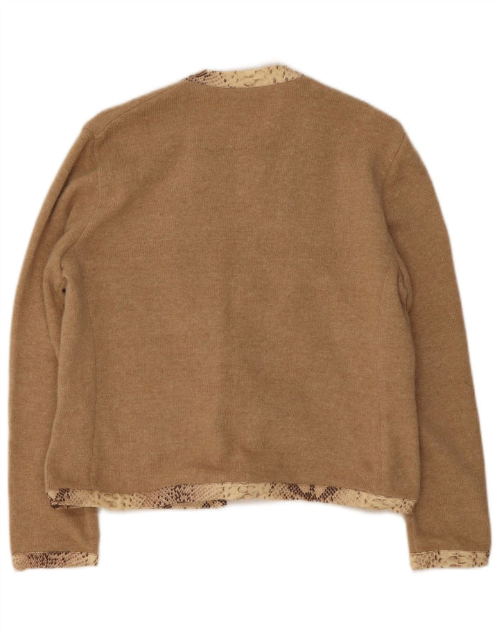 Daniela Drei Maglione cardigan da donna con allacciatura frontale IT 44 Lana marrone medio