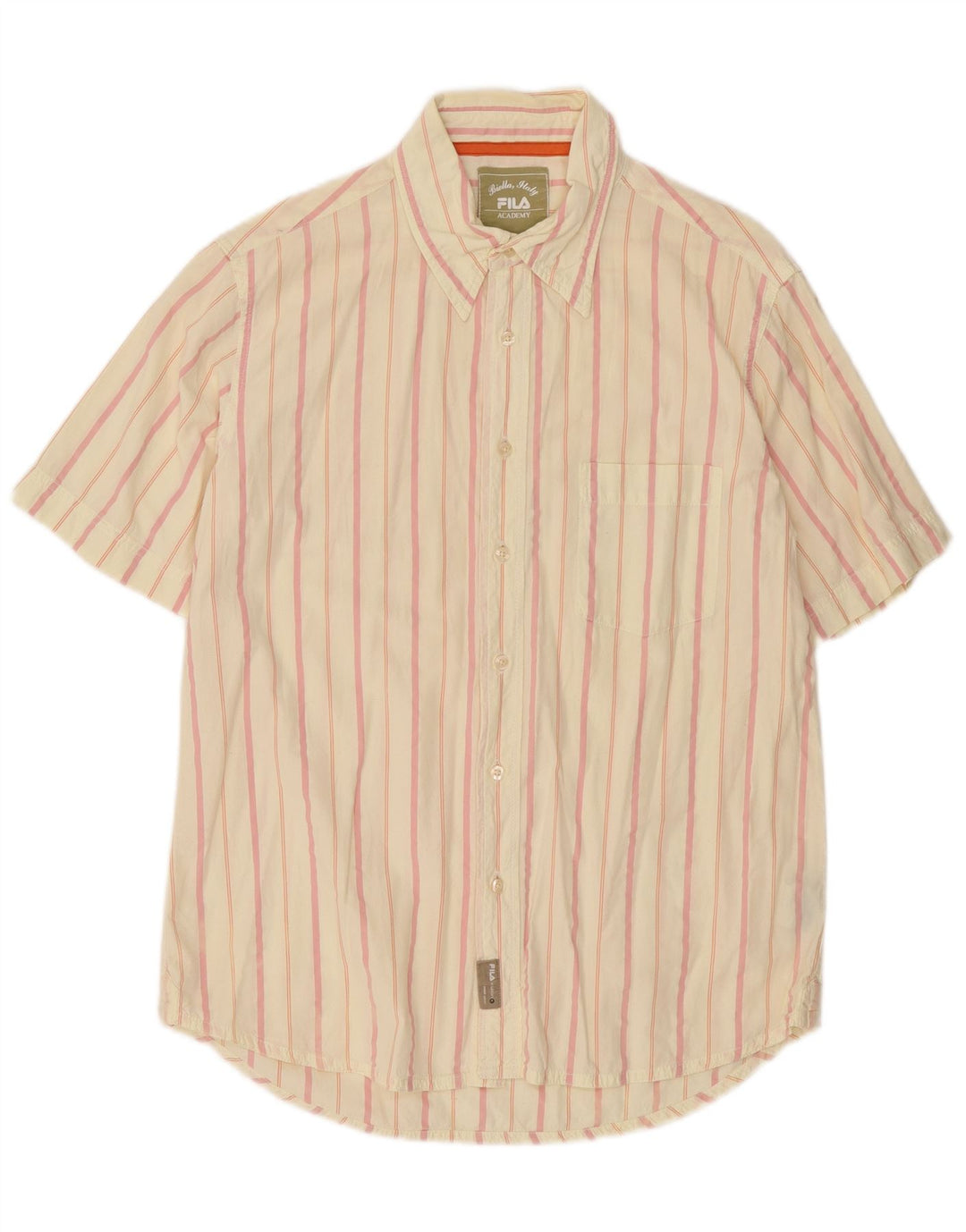 Fila Kortærmet Herreskjorte Medium Off White Stribet bomuld