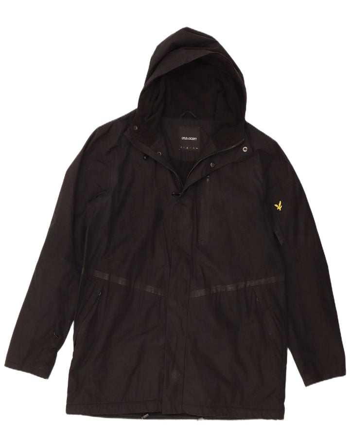 Lyle & Scott Mens Hooded Windbreaker Jacket UK 38 Medium Black Polyester