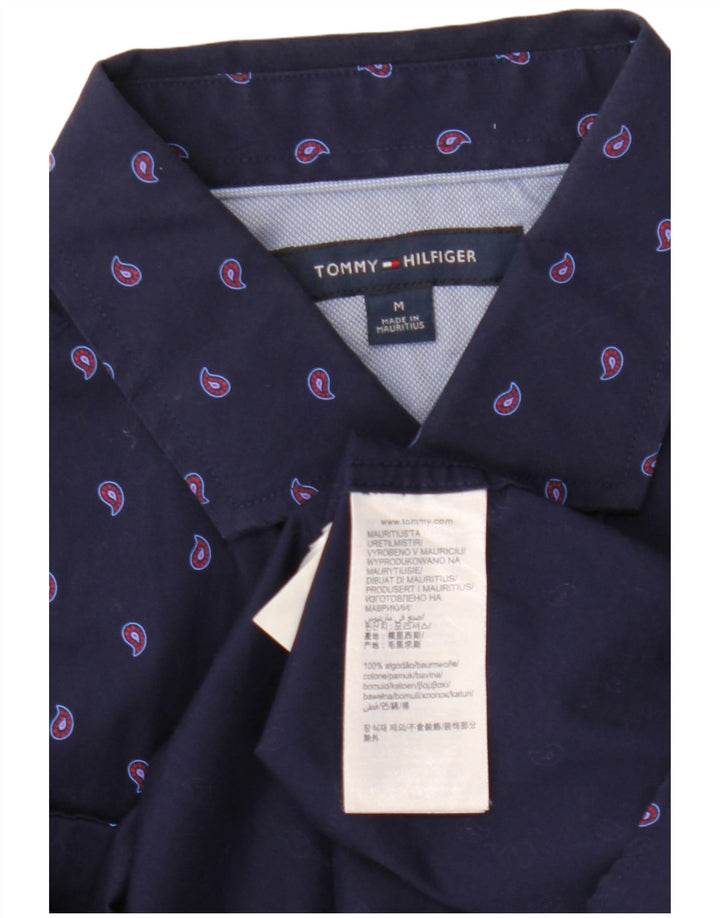 Tommy Hilfiger Mens Shirt Medium Navy Blue Paisley Cotton