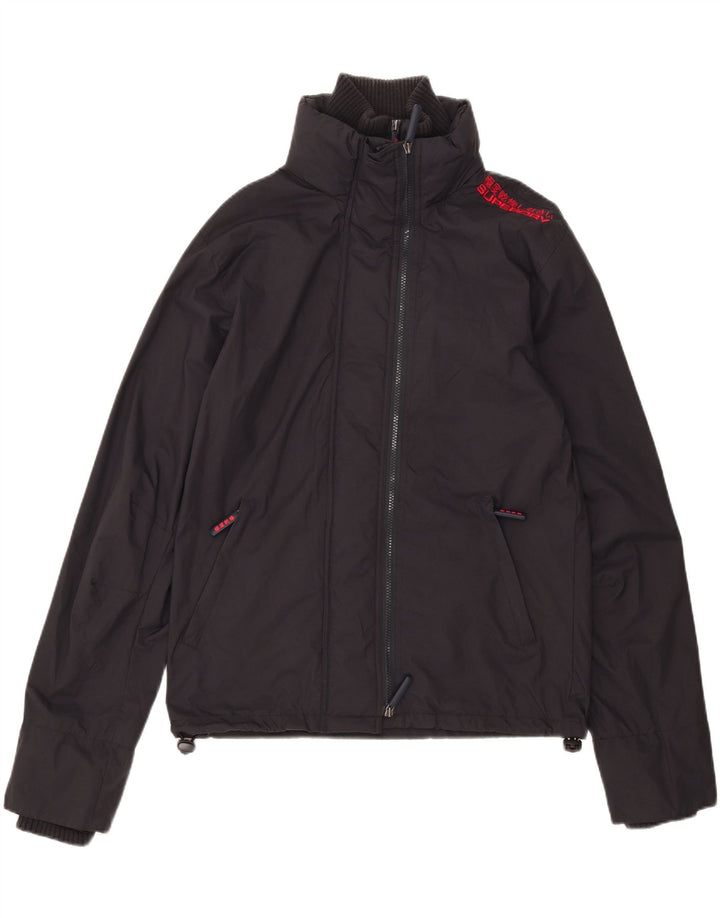 Superdry Mens Rain Jacket UK 40 Large Navy Blue Nylon