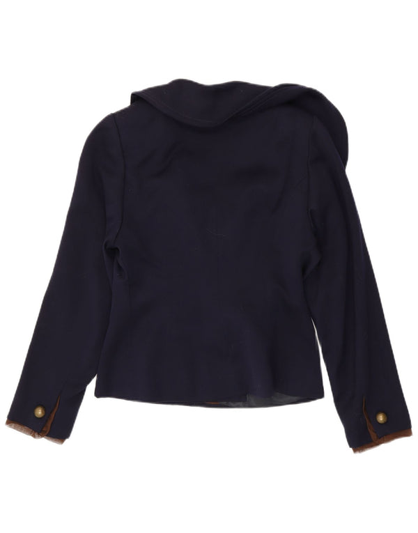 Vintage Damen 2-Knopf-Blazerjacke UK 10 Small Marineblau