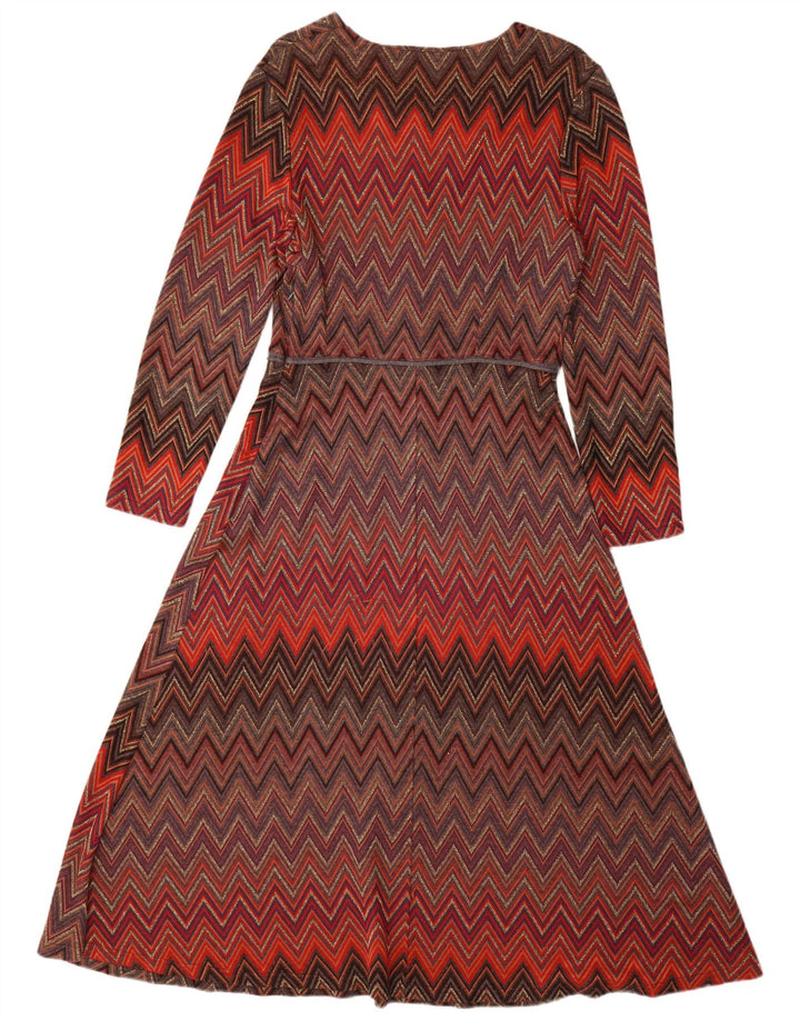 Donatella Womens Long Sleeve Maxi Dress IT 44 Medium Multicoloured Chevron